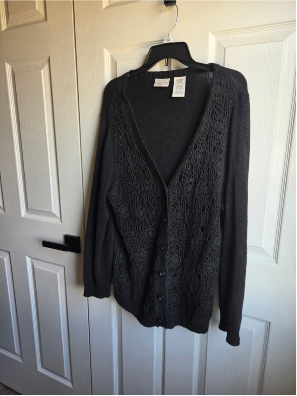 Women's White Stag Black Cardigan Sweater Size 16W